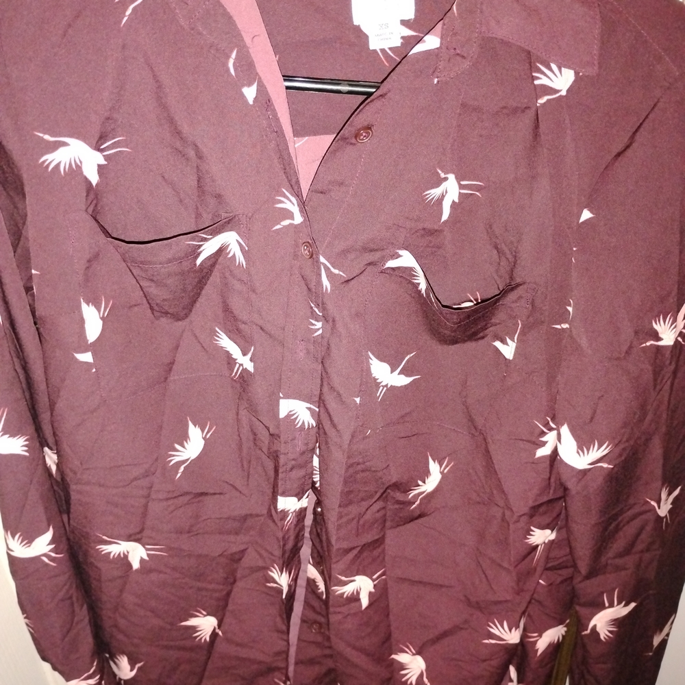 a new day Women's Button Down Shirt - Maroon and White